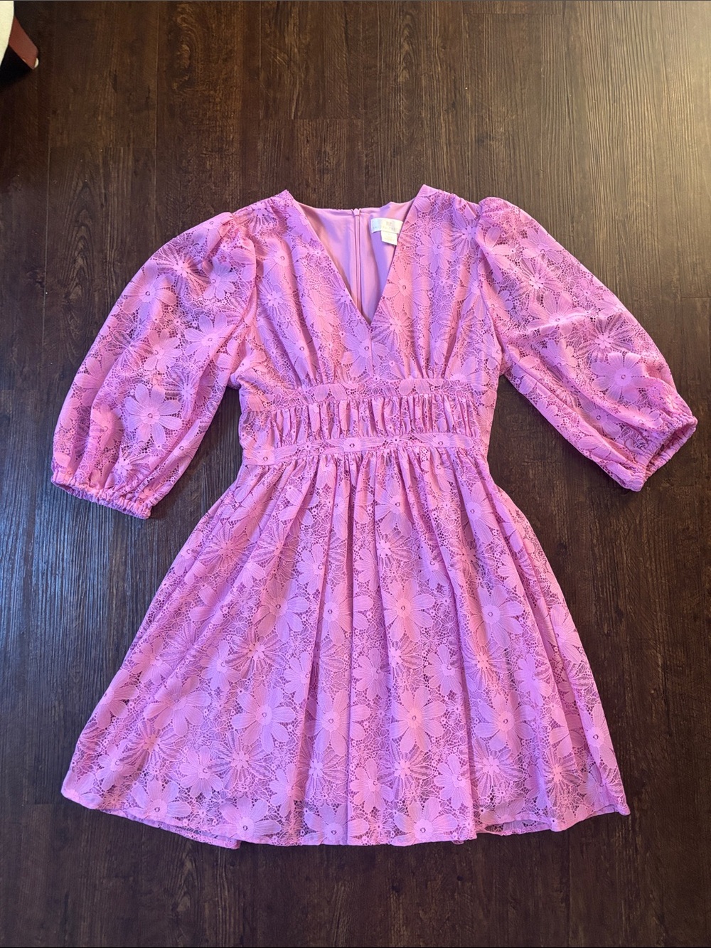 Rachel Parcell Lilac Floral Lace Puff Sleeve Dress